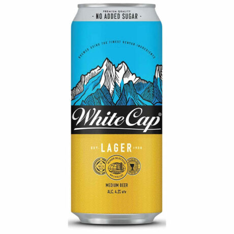 white cap lager can